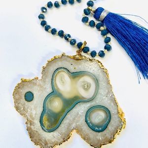Alisa Michelle necklace - sliced agate with 36” beaded chain